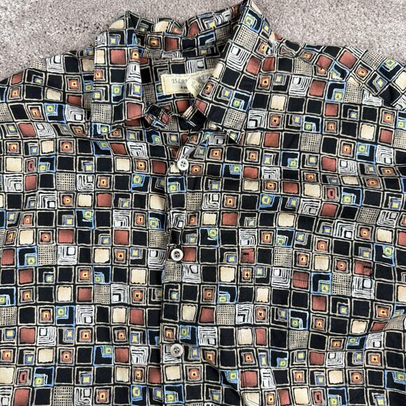 Vtg Geometric Squares Button-Up Cropped Shirt Size M Short Sleeve Retro Artsy - Picture 2 of 4